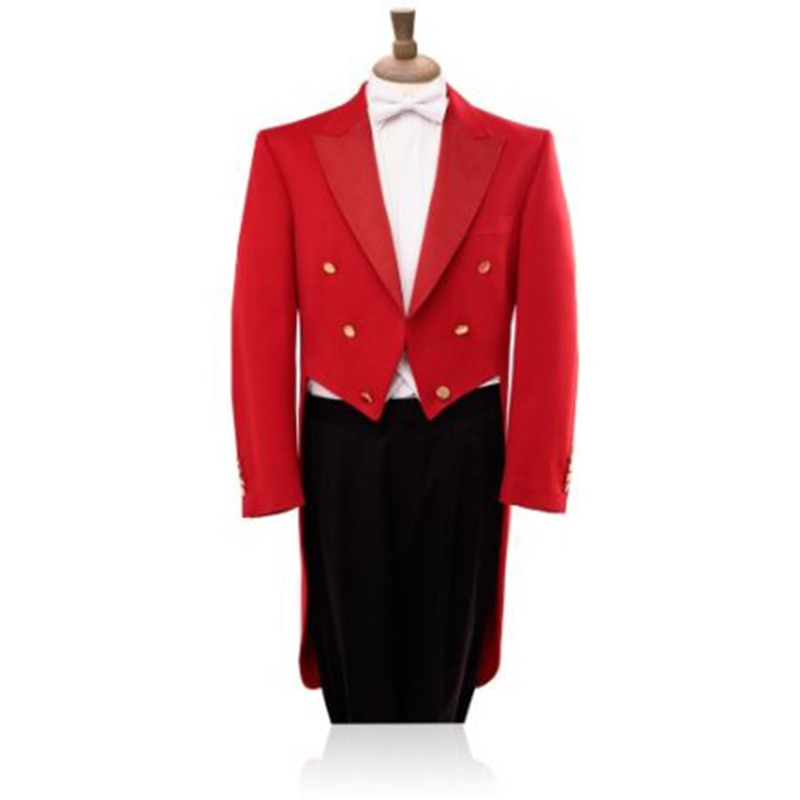 Formal Wear For Men Black Suit - レッドタキシード燕尾服コレクション | オーダーメイドのメンズスーツコントラストホワイトベストブラックパンツ | イベント用ロングテールフォーマルウェア