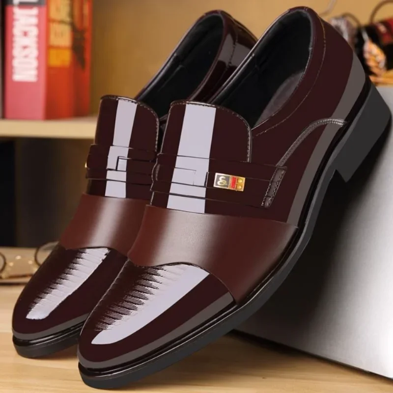 Men'S Luxury Formal Wear - 男性用革靴結婚式フォーマルオックスフォードビジネスカジュアルオフィスワークシューズ男性用クラシック高級とんがりメンズドレスシューズ
