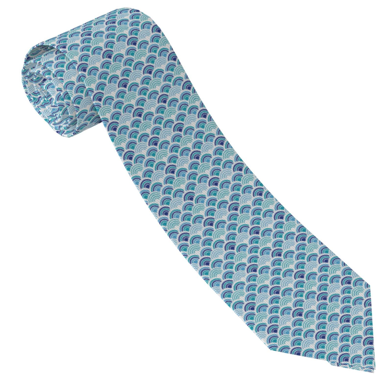 Scale - Men Formals & Ethnic Wear - ブルーフィッシュスケールテクスチャプリントネクタイパターンメンズシルクネクタイ4.7インチフォーマルネクタイウェディングアクセサリーメンズビジネスネクタイ
