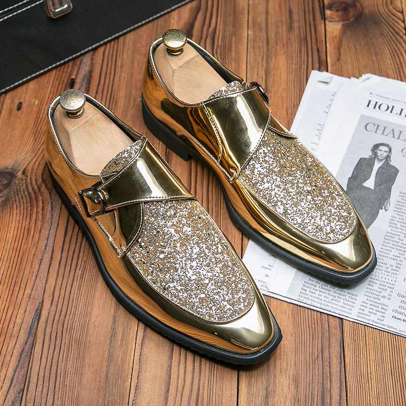 Men'S Luxury Formal Wear - 高級メンズ革靴高品質ゴールドドレスシューズ男性用イタリアブランドオックスフォードシューズファッションビッグサイズパーティー結婚式の靴