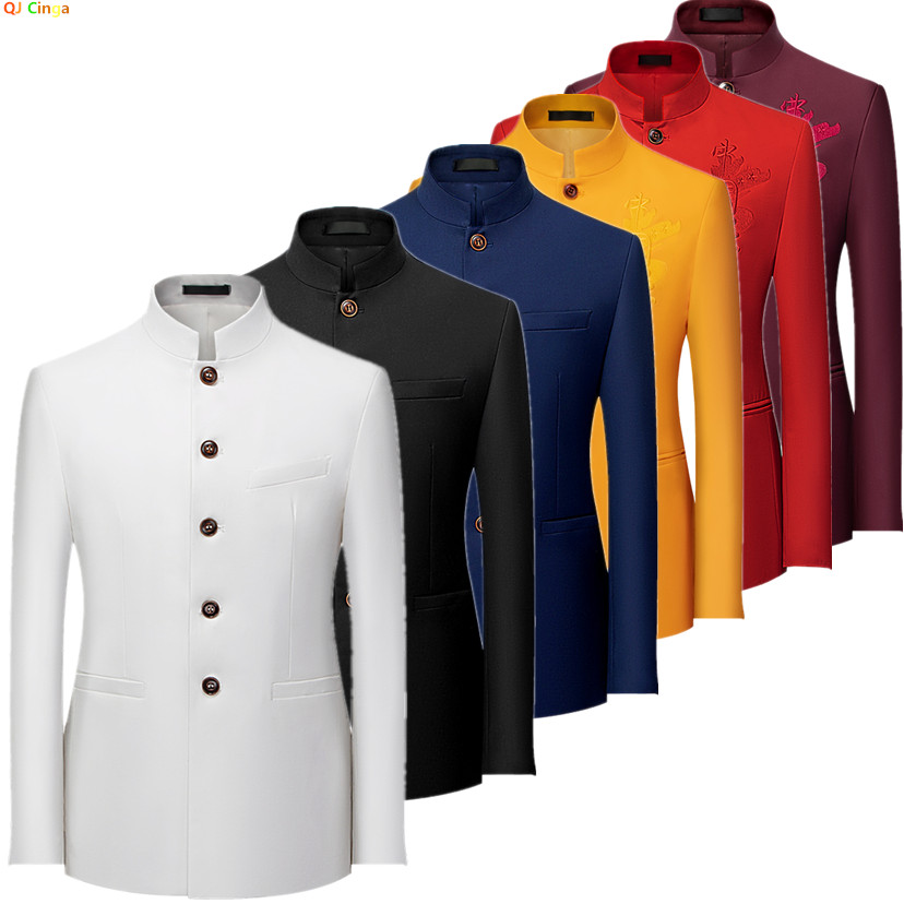 Formal Wear For Men Black Suit - 2026年 メンズ 中華風 長袖スーツジャケット 韓国風 フィット