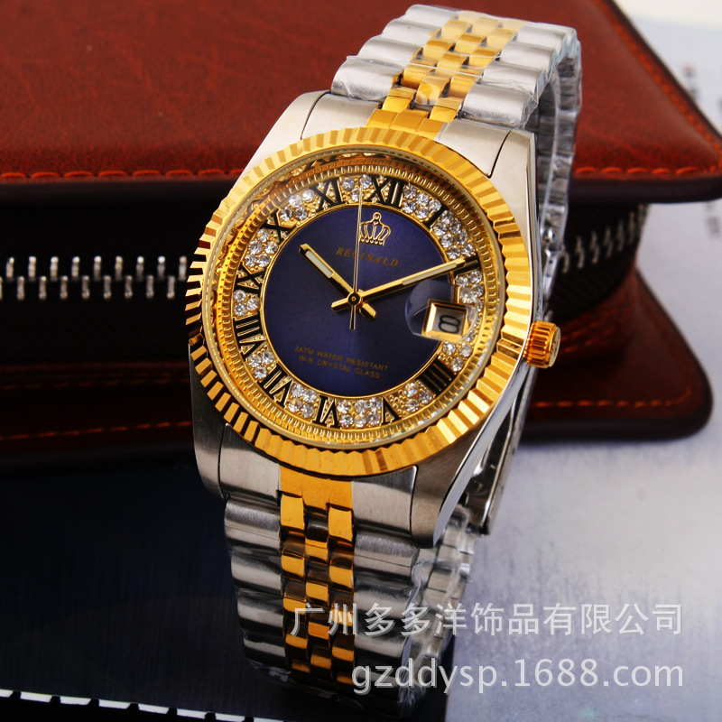 Men'S Luxury Formal Wear - 2016高級香港レジナルドブランド腕時計ゴールデンブルークォーツ時計ドレスパーティー50メートル防水男性女性恋人腕時計