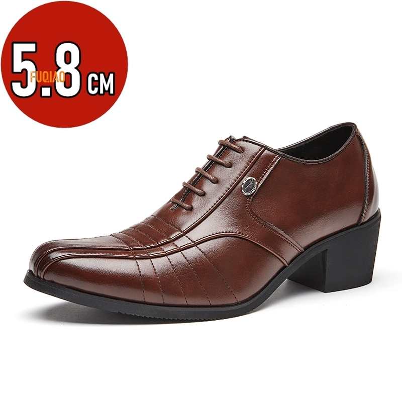 Men'S Luxury Formal Wear - 高級ハイヒールメンズシューズファッション男性身長アップウェディングシューズ新郎デザイナーポインテッドトゥドレスシューズメンズレザーオックスフォード