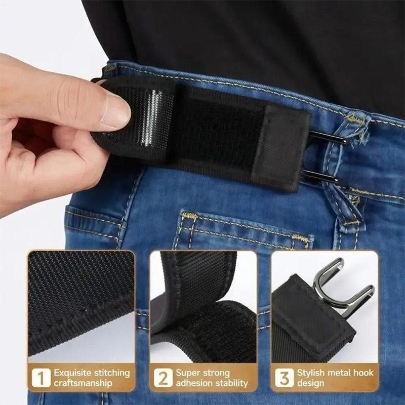 Men Formal Wear With Jeans - ユニセックスバックルレス弾性ウエストベルト調節可能な金属フック膨らみなし快適なストラップジーンズパンツドレスデイリーカジュアルウェア用