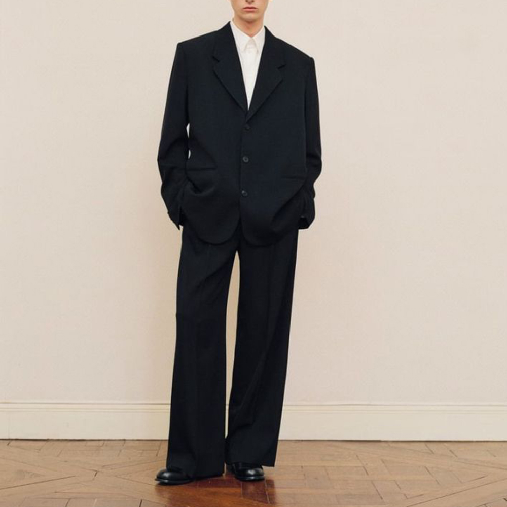 Formal Wear For Men Black Suit - メンズ ブラック オーバーサイズ スーツセット シングルブレスト ファッション