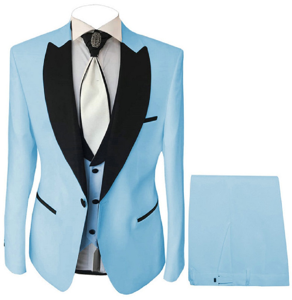 Formal Wear For Men Black Suit - ワンボタンブラックショールラペルコスチューム3ピーススリムフィットウェディングメンズスーツタキシード新郎衣装プロムブレザーテルノマスキュリーノ