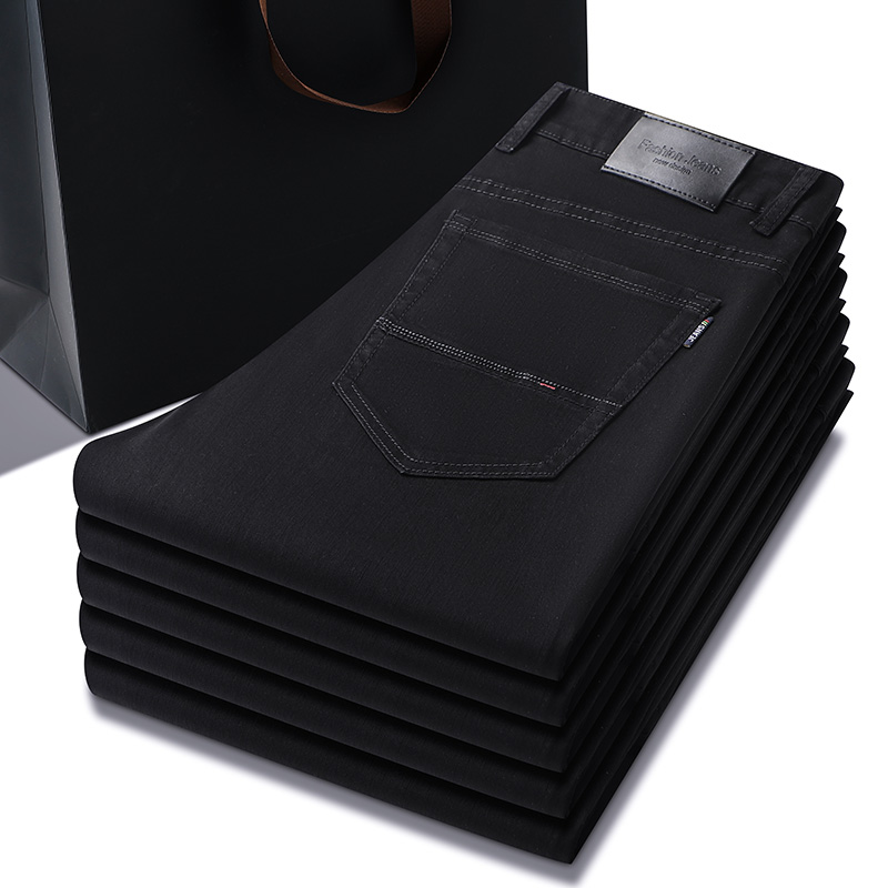 メンズピュアブラックジーンズ,上質でルーズなストレート,スト - Men Formal Wear With Jeans のレビューと価格