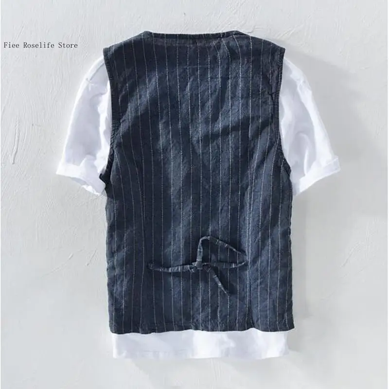英国風カジュアルリネンベスト メンズ スリムフィット ビジネ - Men Formal Wear For Summer のレビューと価格