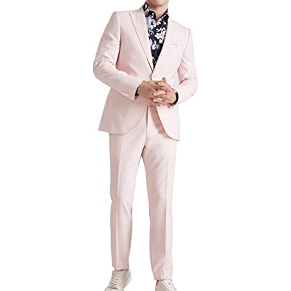 サマーピンクスーツ グルームウェア スリムフィット ビジネス - Men Formal Wear Pink のレビューと価格