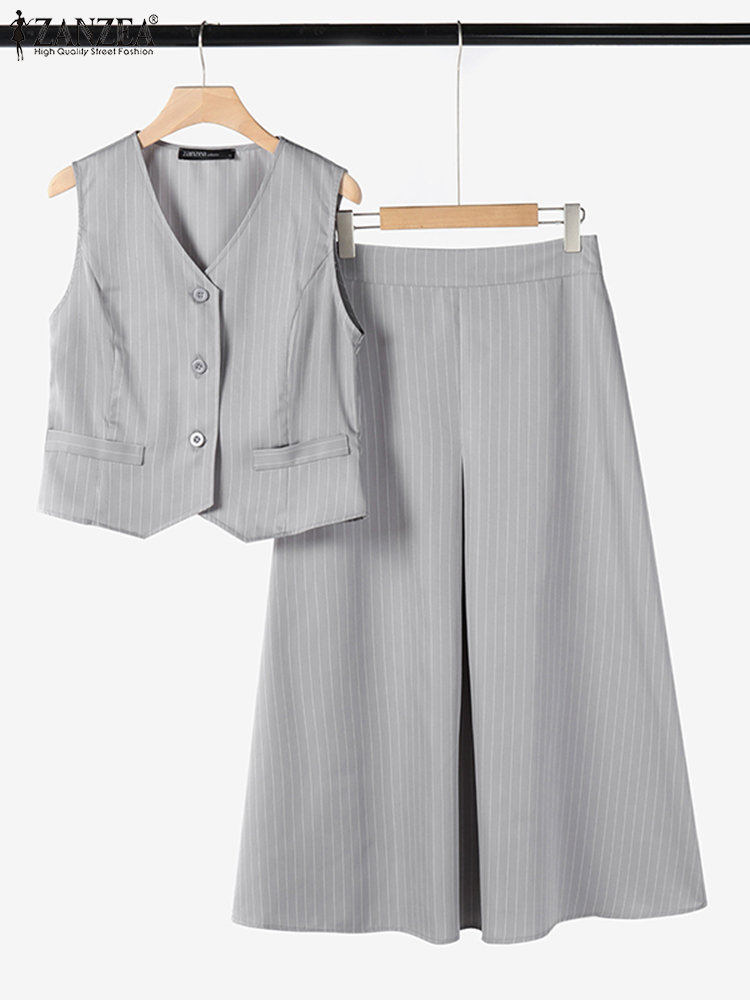 ZANZEA オフィスレディース ツーピースセット 夏 スト - Men Formal Wear Set のレビューと価格