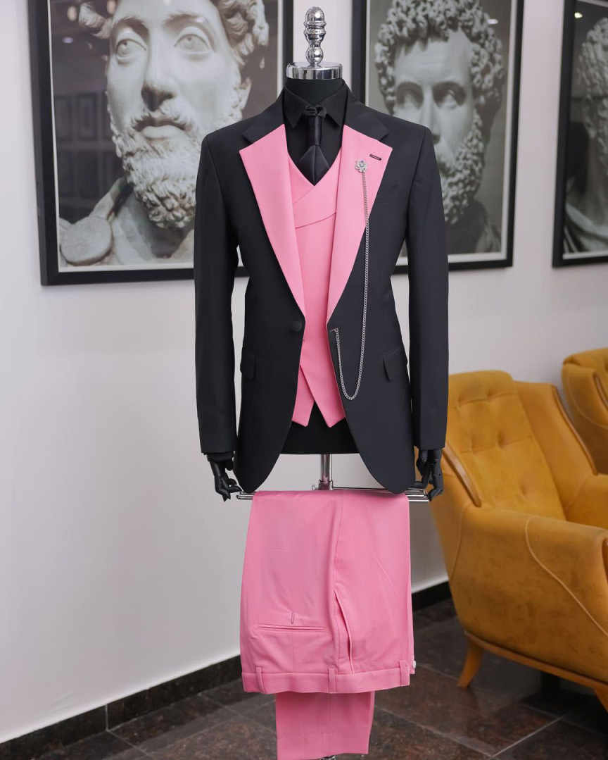 高級ブラックピンク男性タキシードショールラペルスリーピースス - Men Formal Wear Pink のレビューと価格