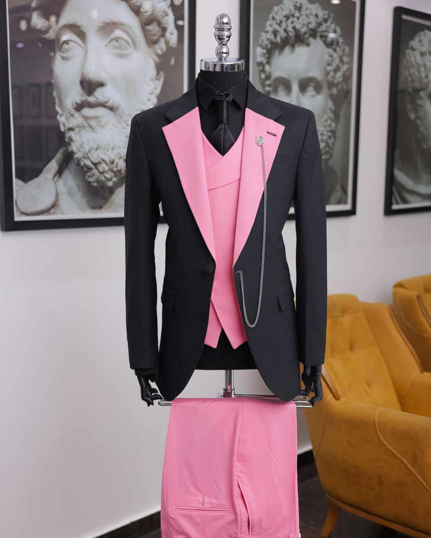 高級ブラックピンク男性タキシードショールラペルスリーピースス - Men Formal Wear Pink のレビューと価格