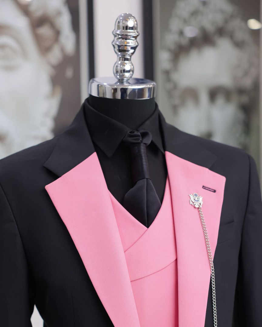 高級ブラックピンク男性タキシードショールラペルスリーピースス - Men Formal Wear Pink のレビューと価格