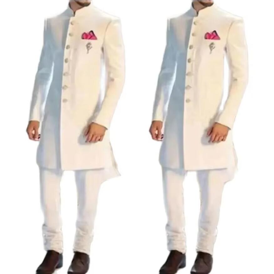 ニュークラシックホワイトメンズスーツロングブレザーシングルブ - Men Formal Wear Indian のレビューと価格