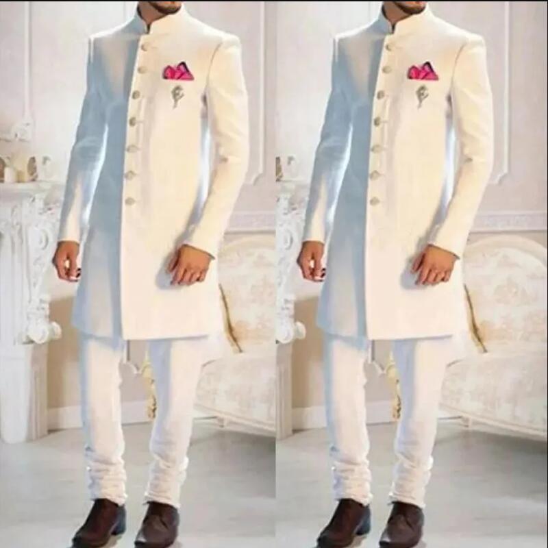 ニュークラシックホワイトメンズスーツロングブレザーシングルブ - Men Formal Wear Indian のレビューと価格