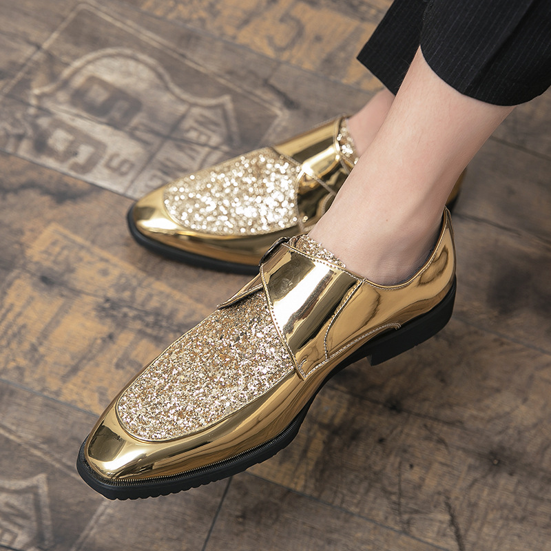 高級メンズ革靴高品質ゴールドドレスシューズ男性用イタリアブラ - Men'S Luxury Formal Wear のレビューと価格