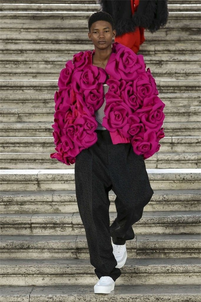 ローズピンク男性スーツパンツセット 2 個ブレザー + 黒の - Men Formal Wear Pink のレビューと価格
