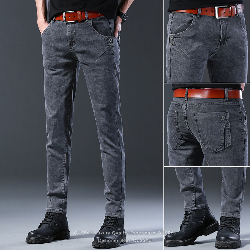 ブランド服男性弾性スリムレッグデニムジーンズカジュアルビジネ - Men Formal Wear With Jeans のレビューと価格