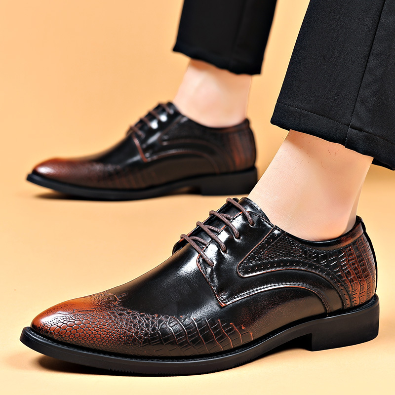 男性ドレスシューズスケールパターンブローグシューズ男性ビジネ - Scale - Men Formals & Ethnic Wear のレビューと価格