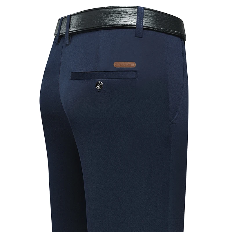 メンズロング丈ストレートレッグドレスパンツ、レザーラベルバッ - Men Formal Wear For Summer のレビューと価格