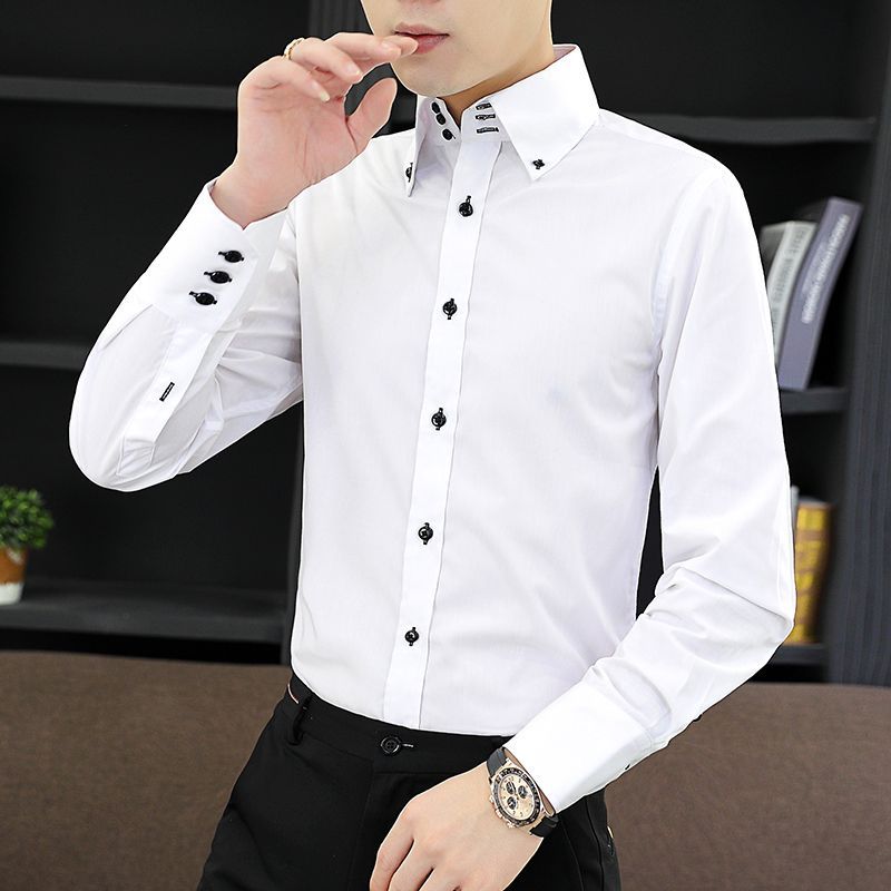 春秋メンズエグゼクティブシャツ韓国フィット、パーマネントプレ - Men Formal Wear For Summer のレビューと価格