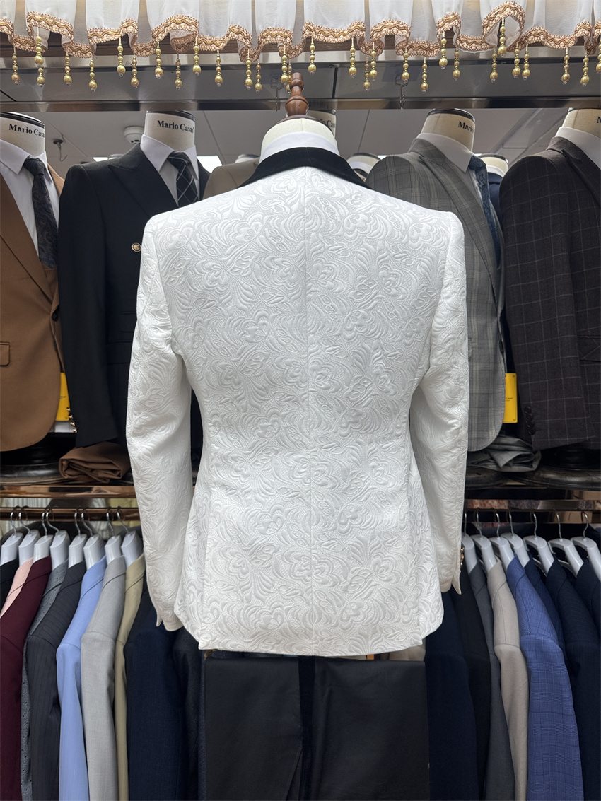 3ピース 花柄 グルーム タキシード 結婚式用 ブラック シ - Formal Wear For Men Black Suit のレビューと価格