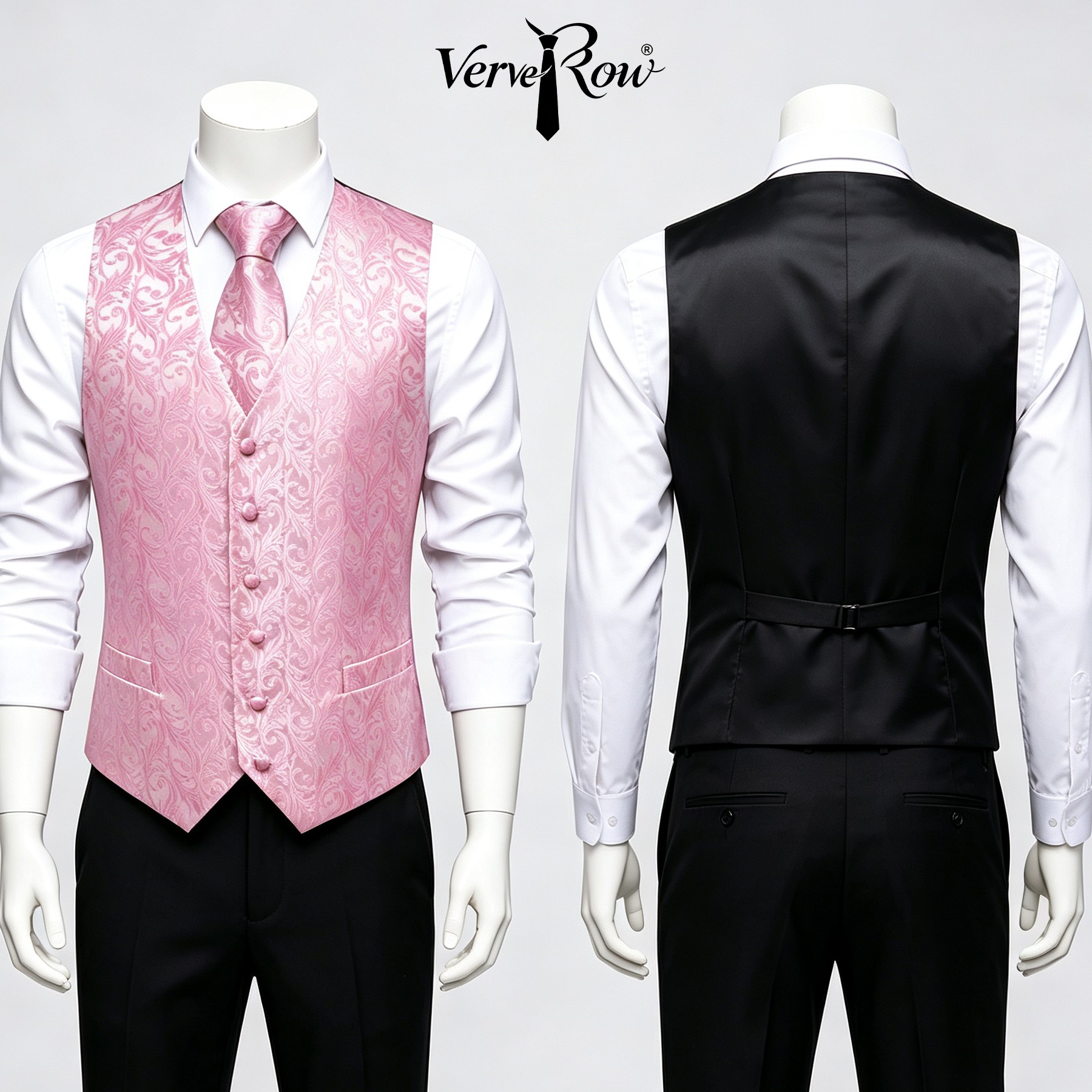 男性用ピンクネクタイハンカチ3ピーススーツアクセサリー宴会式 - Men Formal Wear Pink のレビューと価格