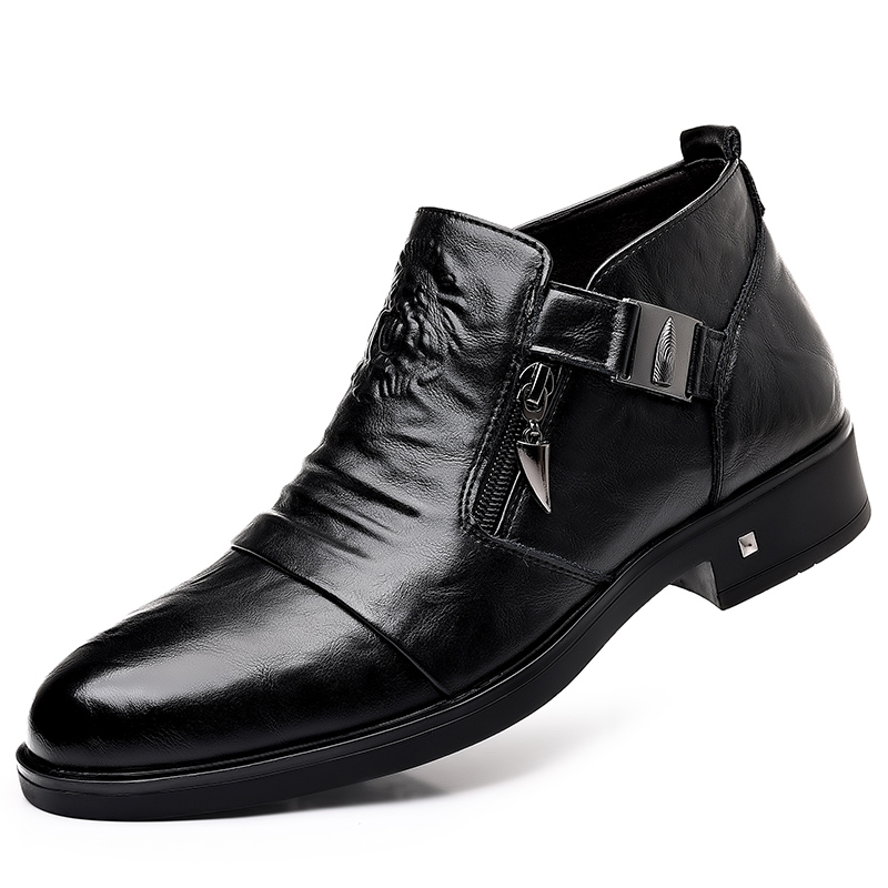 メンズレトロライオンヘッドジッパードレスシューズオフィスビジ - Men'S Luxury Formal Wear のレビューと価格
