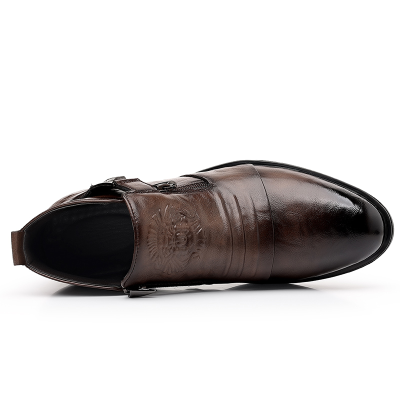 メンズレトロライオンヘッドジッパードレスシューズオフィスビジ - Men'S Luxury Formal Wear のレビューと価格