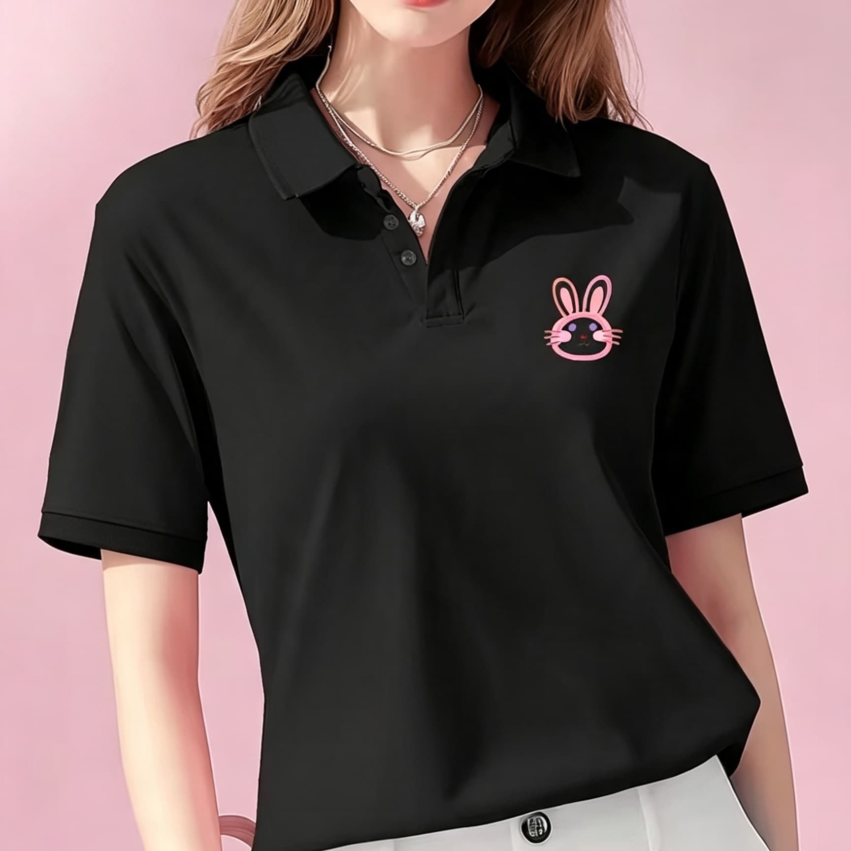 ユニセックス ブラック ラペルカラー ポロシャツ キュートな - Men Formal Wear Pink のレビューと価格
