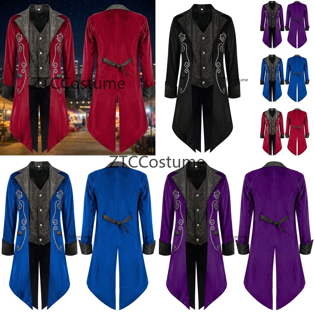 スチームパンクビクトリア朝の燕尾服中世コスプレ衣装ヴィンテー - Men'S Medieval Formal Wear のレビューと価格