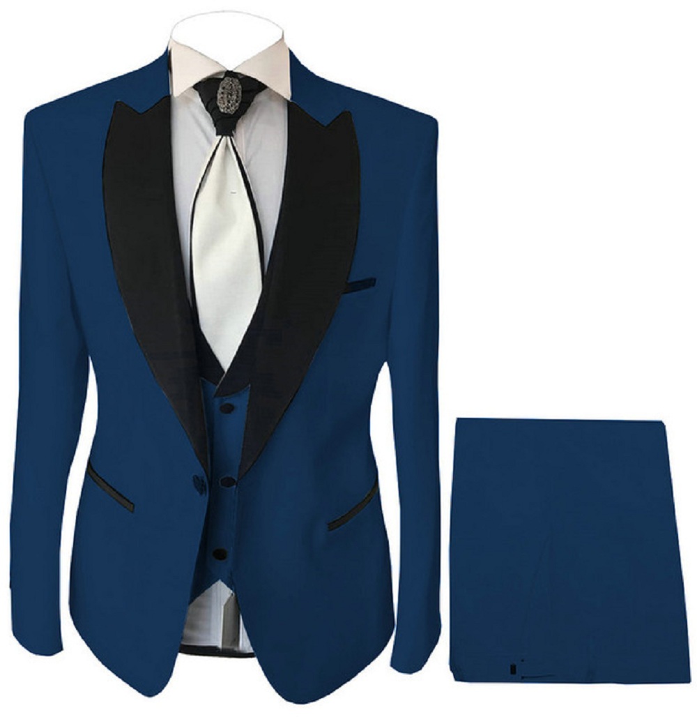 ワンボタンブラックショールラペルコスチューム3ピーススリムフ - Formal Wear For Men Black Suit のレビューと価格