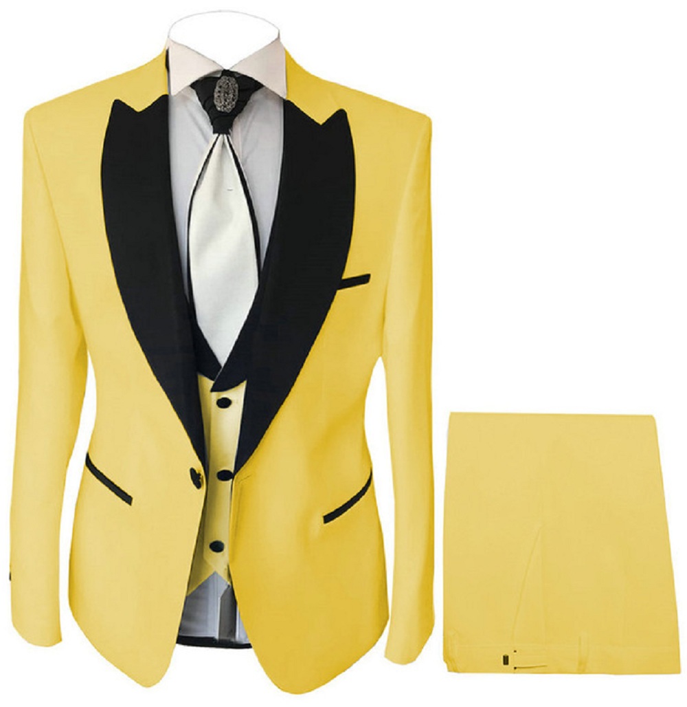 ワンボタンブラックショールラペルコスチューム3ピーススリムフ - Formal Wear For Men Black Suit のレビューと価格