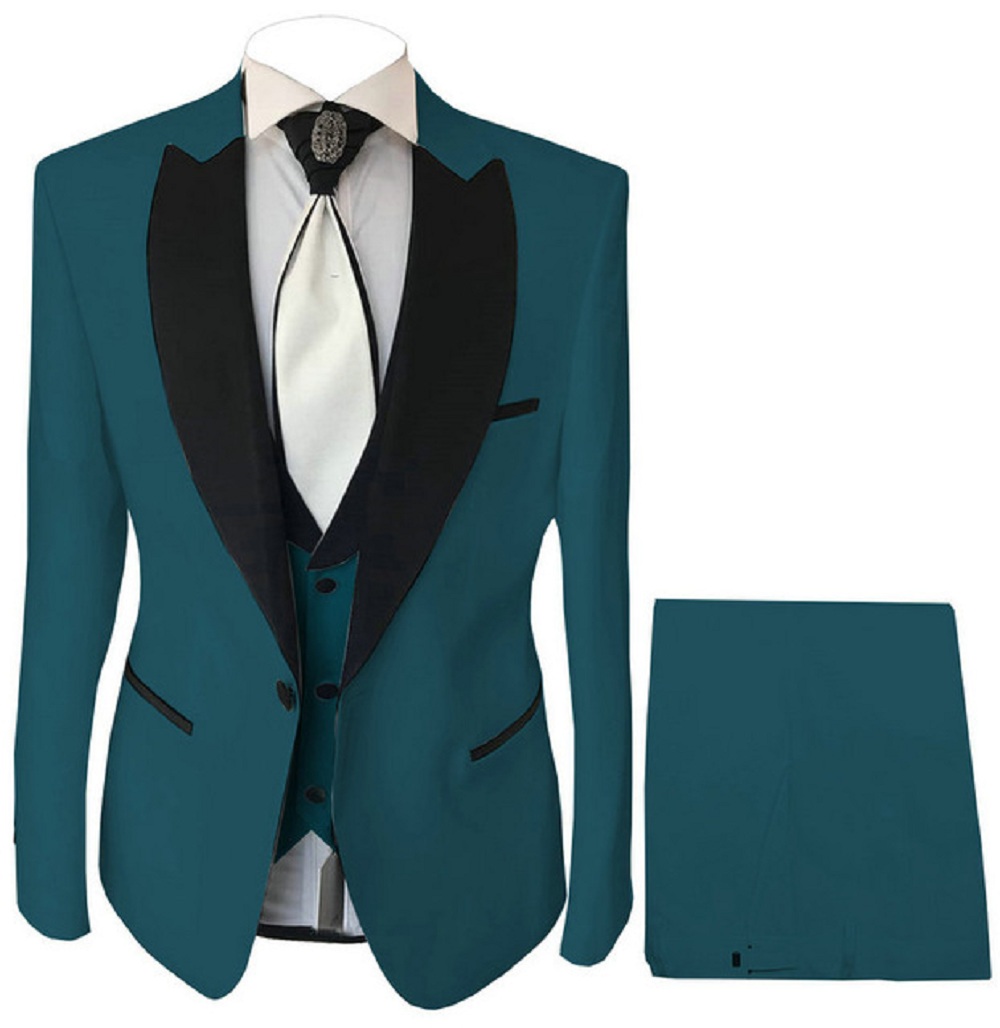 ワンボタンブラックショールラペルコスチューム3ピーススリムフ - Formal Wear For Men Black Suit のレビューと価格