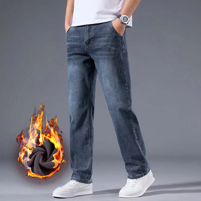 伸縮性のあるビジネスジーンズ メンズ フリース 厚手 カジュ - Men Formal Wear With Jeans のレビューと価格