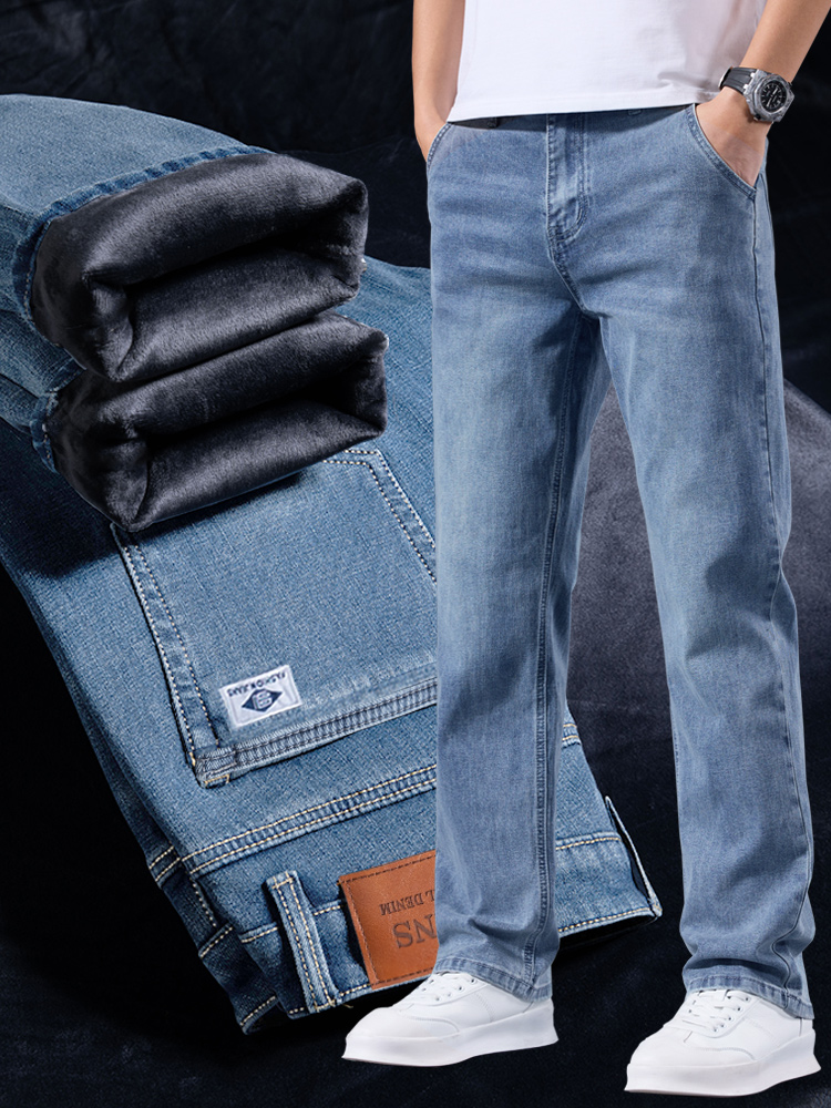 伸縮性のあるビジネスジーンズ メンズ フリース 厚手 カジュ - Men Formal Wear With Jeans のレビューと価格