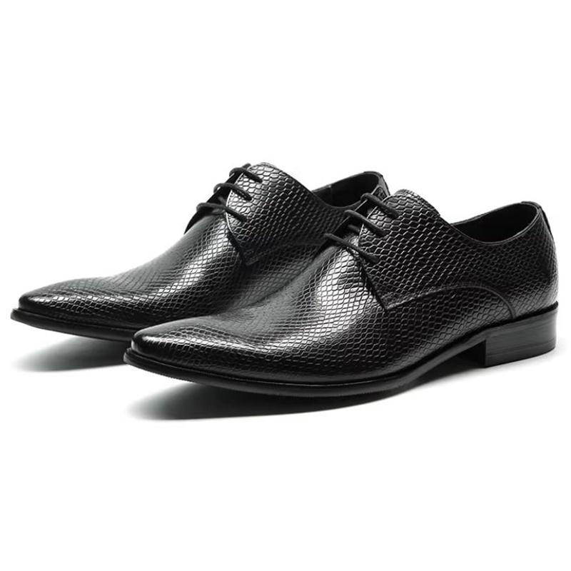 高品質な魚鱗模様の黒革フォーマルシューズ メンズ イタリア製 - Scale - Men Formals & Ethnic Wear のレビューと価格